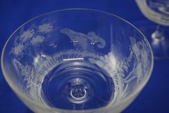 Hunting Wildlife Barware (12) Sherbet or Champagne Glasses, 3 5/8″ Deer Bi (G64)