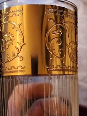 6 Vtg CULVER STARLYTE Highball Hollywood Glam Glasses w/Ornate 22K Gold Bands