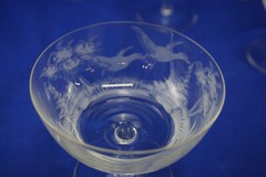 Hunting Wildlife Barware (12) Sherbet or Champagne Glasses, 3 5/8″ Deer Bi (G64)