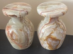 Stone Goblets Swirl Pattern Beige Brown Cream Glossy Finish Two-Piece Set