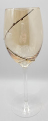 Vintage Boho Amber Yellow Gold Crystal Iridescent Lustre Wine Goblets – Set of 4