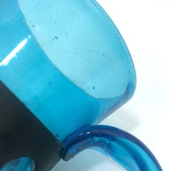 Vtg MCM BEER TANKARD Cobalt Blue Brutalist Fused Caged Glass Felipe Derflingher