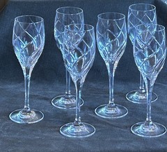 Set Of 6 MIKASA Olympus Wine Glasses Swirl Cut Lead Crystal 8 1/4″ 6oz Slovenia