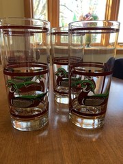 Libbey Vintage Wood Duck High Ball Glasses