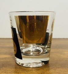 Vintage MCM 1960s Black & 22 Karat Gold Coin Lowball Glasses by Cera (Set Of 5)