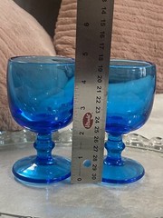 Imperial Glass Hoffman House Antique Blue Wine Glass Pair (2b) 4 5/8 Inch