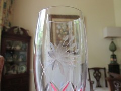 Set of 4 Vtg Bohemia Crystal Czech BOC60 Cut Floral Pilsner Beer Glasses 7 1/8″