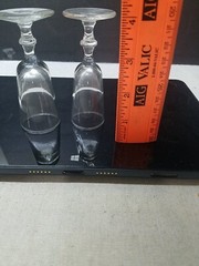 Set of 2 Vintage Mid Century Modern Cut Cordial Stemmed Shot Glasses