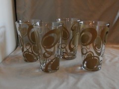 Le Gocce Cerve Glass Highball Tumblers Gold Pop Art Design Italy 5 1/2″ 14 oz.