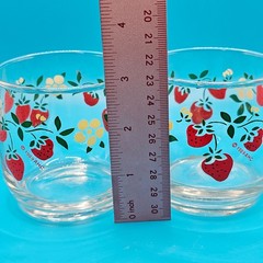 Vintage Anchor Hocking 3″ Strawberry Juice Drinking Glasses Set 1989 AHC Cottage
