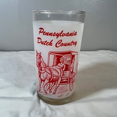 Vtg MCM Pennsylvania Dutch Country- Souvenir Glass Amish Phrases