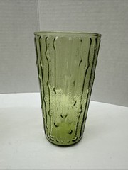 4 Vintage Anchor Hocking Tahiti Bamboo Avocado Green Drinking Glasses 6” Tall