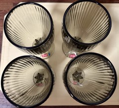 NWOB Set Of 4 Fostoria Monet Gray Ribbed Footed Water Glasses 6-7/8” Goblets
