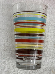 FIESTA, GLASS COOLER TUMBLERS, CHOCOLATE STRIPED DECORATION (2)