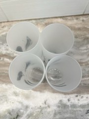 VTG Hansetta Glassware Silver Leaf Highball Collins Frosted Glasses-Set of 4 MCM