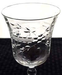 Blown Ware Crystal 4 Clear Glass Etched Design Paneled 10 ounce Water Goblets