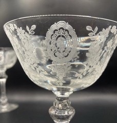 4 Vintage Tiffin June Night Elegant Crystal Champagne or Sherbet Glasses READ