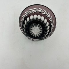 Crystal Whiskey Tumbler Cut To Clear Burgundy