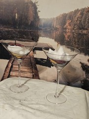 Vintage Crystal Martini Glasses by Artland Helios