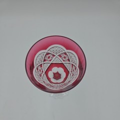 Vintage Val St. Lambert Verrept Cranberry Pink Cut To Clear Crystal Wine Glass