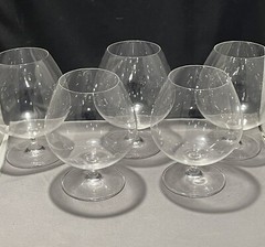 Set Of Crystal Brandy Glasses Large 6” Brandy Snifter Glass Goblets Elegant