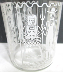 Vintage Anchor Hocking Glass Tumblers SET OF 4 Horse & Buggy Gold White 4 3/4″ T