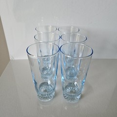 6 Vintage Light Ice Blue Drinking Water Glasses Tumblers 5.5″