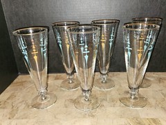 Vintage Libbey Staccato Pilsner Abstract Sward Beer Glasses Set Of 6