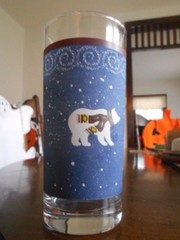 Snow Flurries Cooler Highball Tumbler (s) Glass 16 oz. Sakura Debbie Mumm Blue !