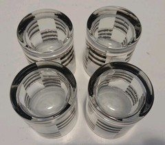4 Vtg Georges Briard Gold & Black Double Old Fashioned Glasses MCM