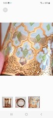 Vintage MCM Culver 22K Gold and Green Translucent Inlayed Ornate Rocks Glasses 