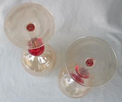 2 PIER 1 AMBER LUSTER RED JEWEL WATER GOBLETS