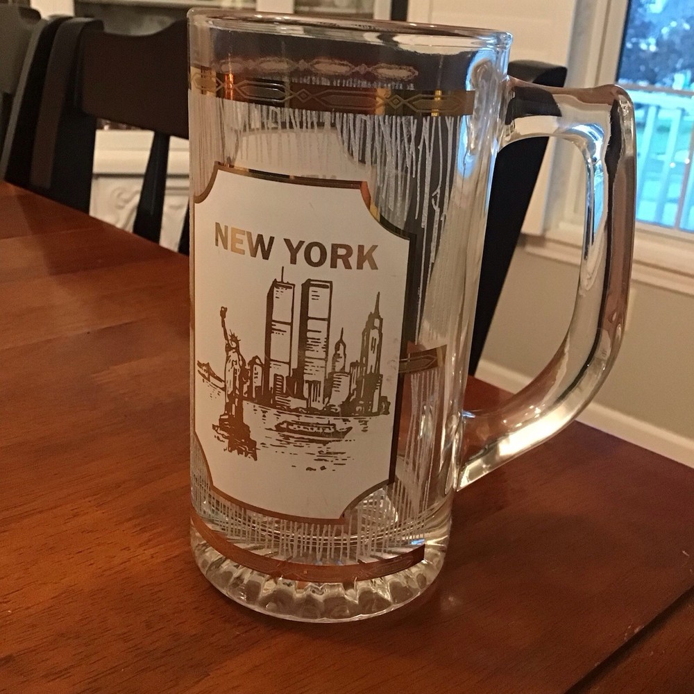 5.5in. Culver Glass New York City Mug Stein Vintage Souvenir Trimmed In 22k Gold