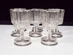 SET OF 8- EAPG KOKOMO JENKINS #507 Clear Paneled Grape 4″ Cordial Glass 1904
