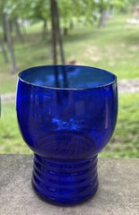 Three Imperial Shaeffer Cobalt Blue 4” 8 oz Flat Tumbler(s)