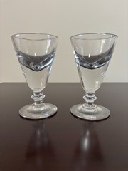 Pair of antique French bistro absinthe hand blown glasses ca 1900