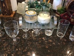 c.1950s Sasaki Crystal Bamboo Glassware Sets (6 sizes) & 48 oz. Pitcher