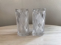 Ralph Lauren Crystal Highball Glass ARGYLE RLL Criss-Cross Plaid SET of 2