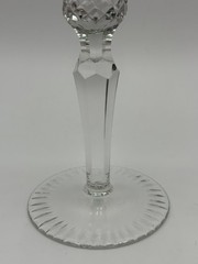 Stunning Emerald Green Cut To Clear Crystal 8.25″ Wine Hock Goblet Glass