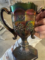 Rare Fenton Carnival Glass Orange Tree Loving Cup