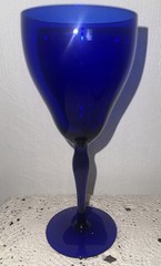 (2) Vintage Cobalt Blue Stemmed Water Wine Goblets 8” X 3” More Available