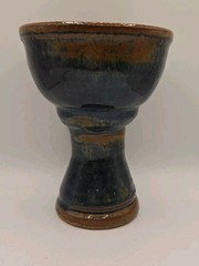Art Studio Pottery Goblet Chalice Footed Drip Glaze-Handmade 5.5″ Small