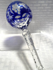 NACHTMANN TRAUBE SHERRY GLASS 5 1/2″ COBALT BLUE CUT TO CLEAR CRYSTAL BOHEMIAN
