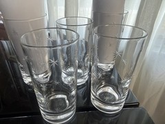 Vintage Atomic Glasses Set Of 5 Mixed Sizes Mid Century MCM Barware