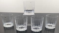 5 Dansk Oval Facette Old Fashioned Vintage Clear Panel Whiskey Rocks Finland Lot