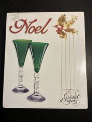 Set of 2 Cristal D’Arques Green Noel Stem Fluted Crystal Glasses Christmas NIB