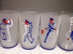 French Art Deco Sailor Frosted Glass Tom Collins Highball Glass – Set Of 6 -RARE