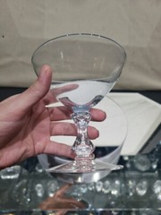 (1) Low Sherbet Glass champagne Tiffin Crystal stem 17574 (non-optic) Azure Blue