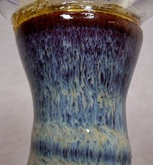 Vtg ’97 John Winborne Studio Handcrafted Art Pottery Fused Glass Goblet Bohemian