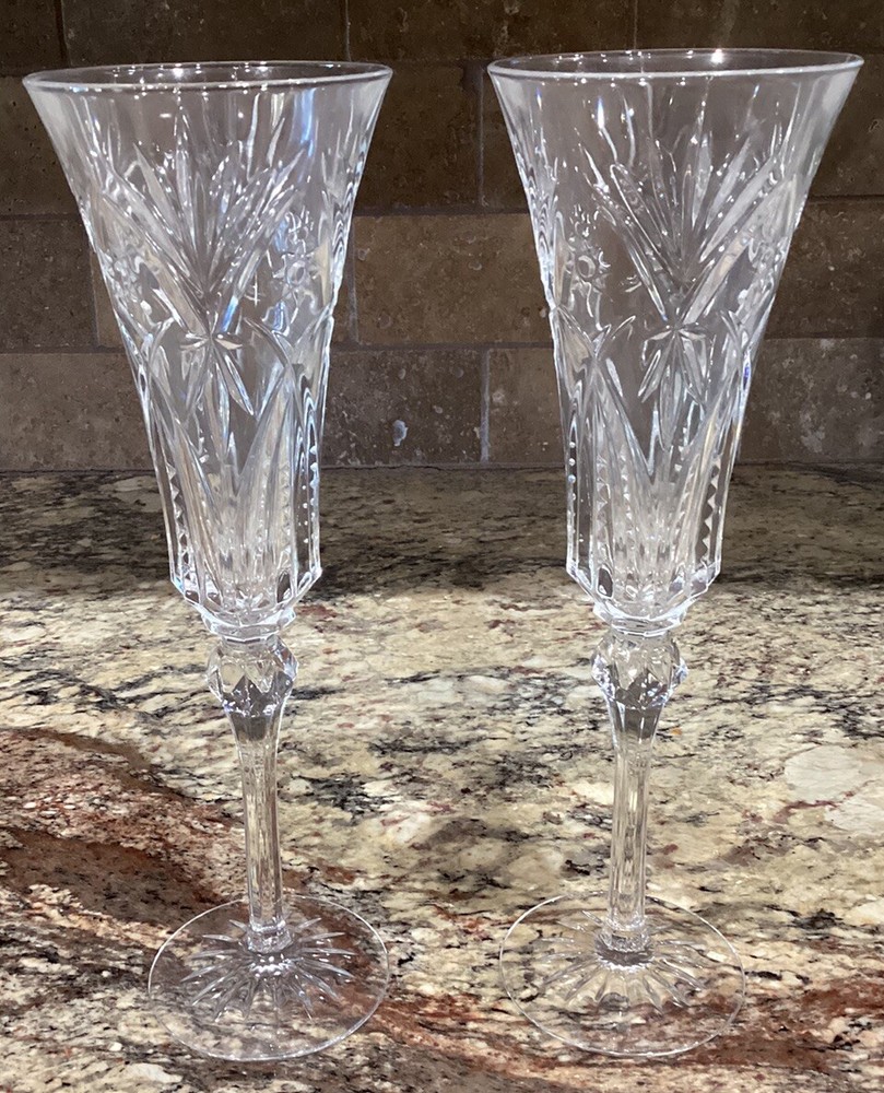 TWO(2) CRISTAL D’ARQUES-DURAND VINCENNES CHAMPAGNE FLUTES Ex Cond 10”T